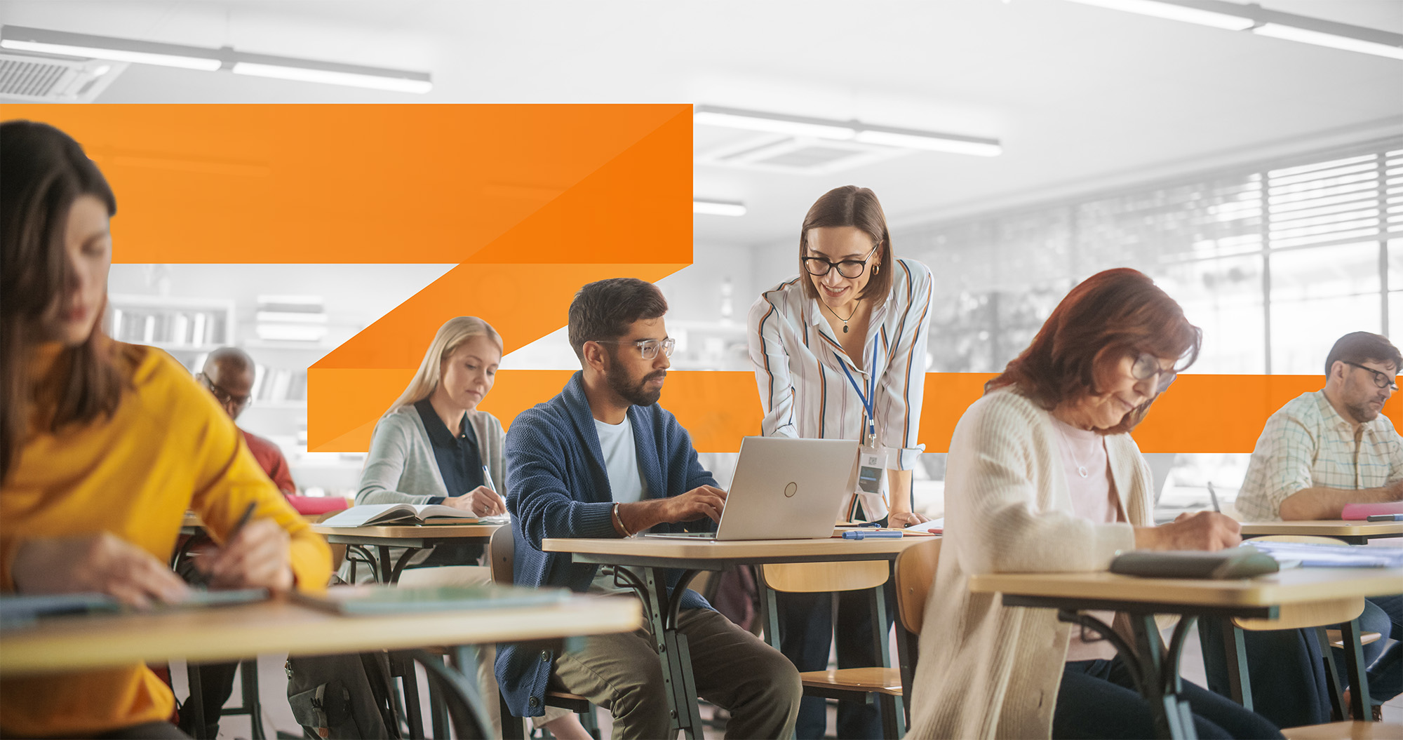 Students seated in a student center