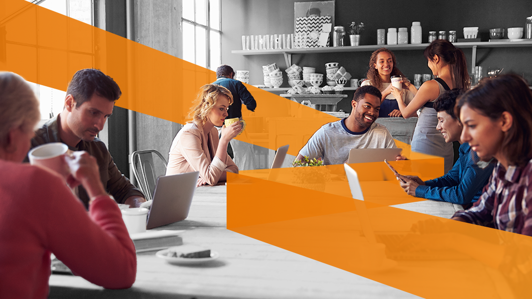 College students working and relaxing in a coffehouse